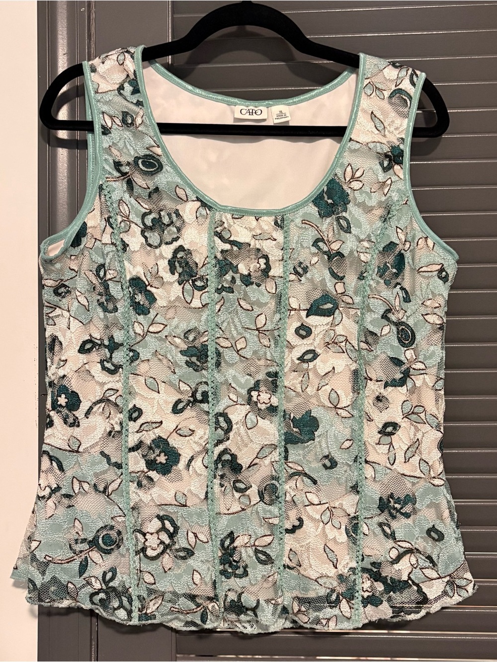 Cato Mint and Teal Floral Lace Camisole